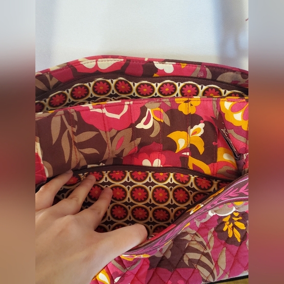 Vera Bradley Floral Shoulder Bag - Pink and Brown - Picture 8 of 9